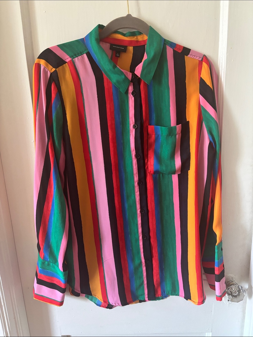 Bright Multicolor Striped Button-Up Shirt - Women’s